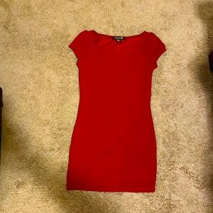 Red cap sleeve mini dress
